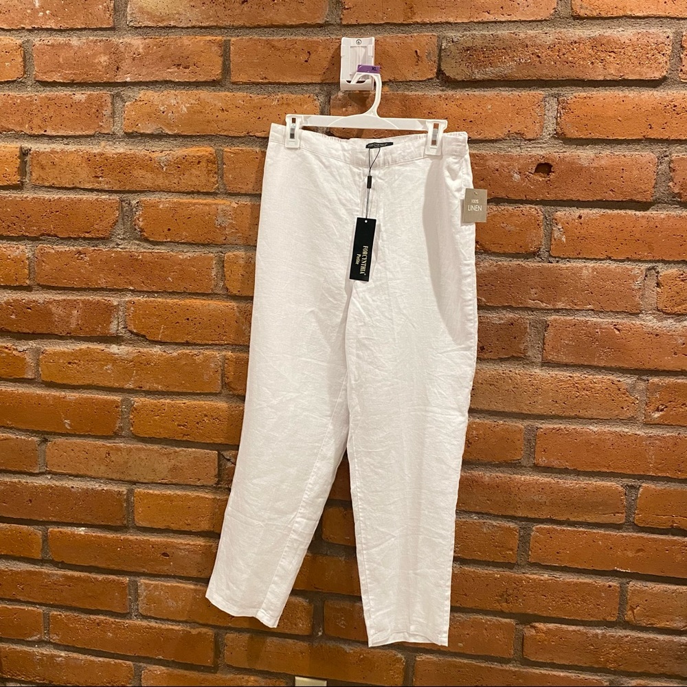 White 100%  linen pants